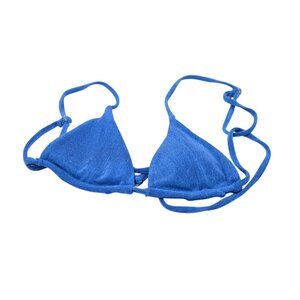 With Jean Triangle Bikini Top in Blue